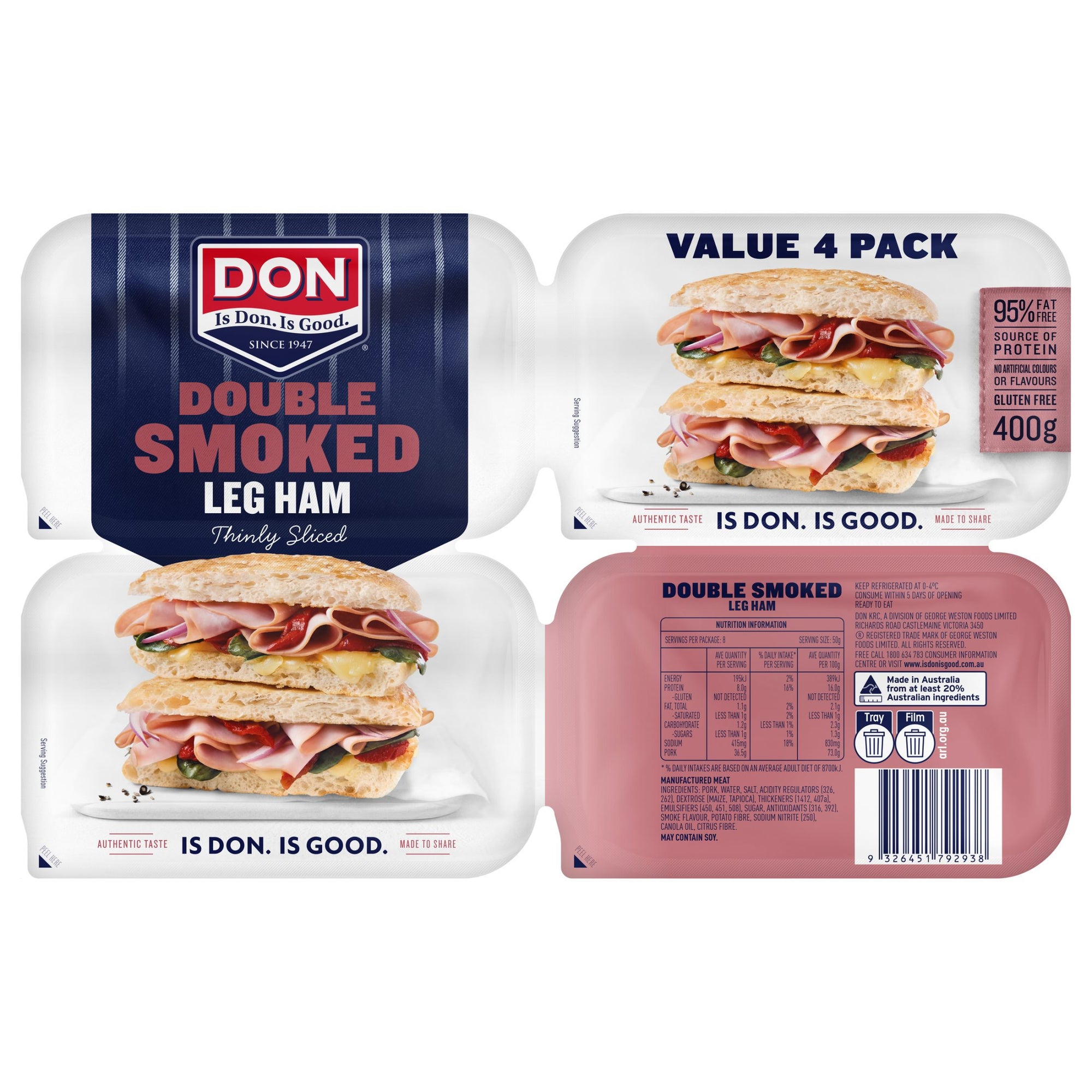 Don Double Smoked Shaved Ham 400g
