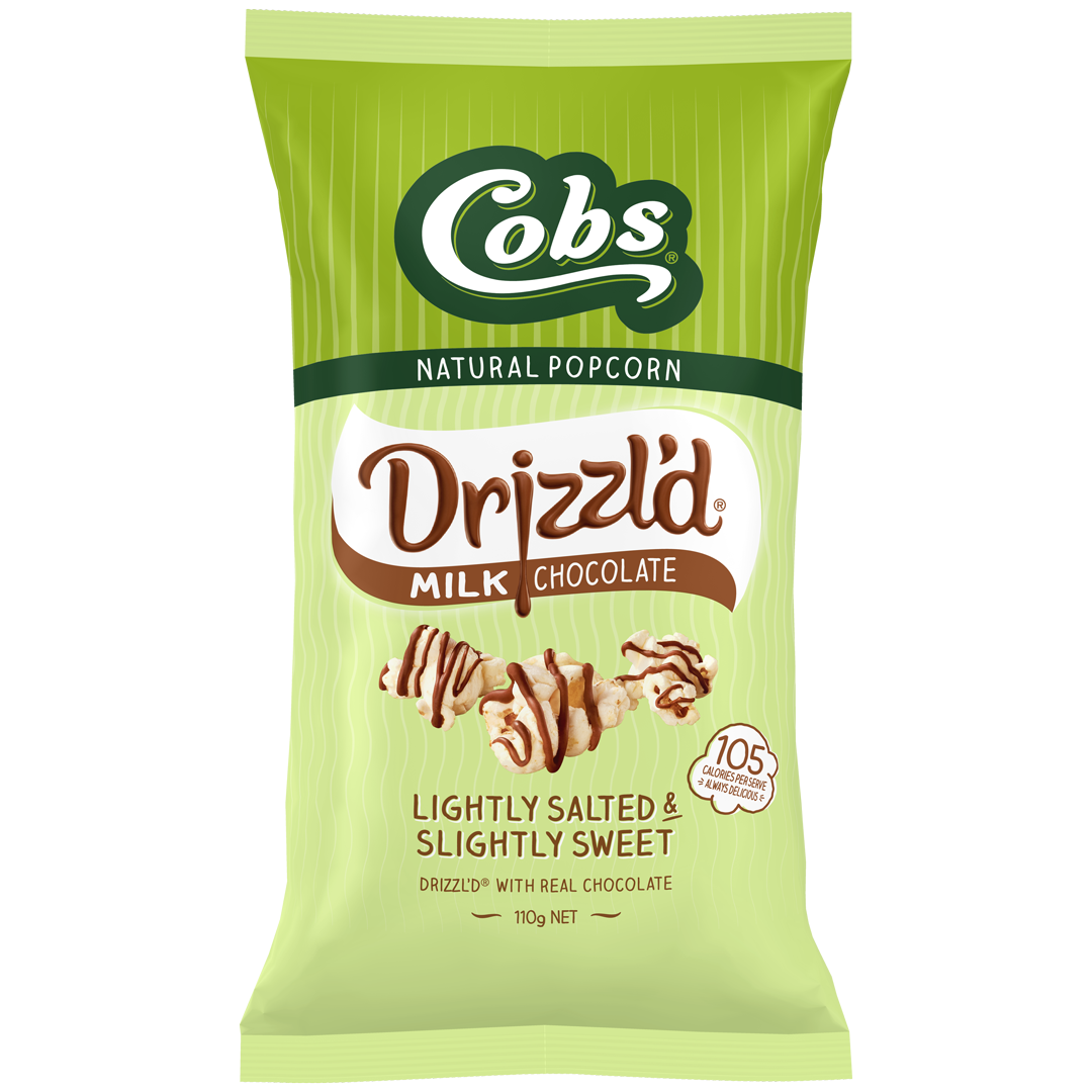 Cobs Drizzl'd Milk Chocolate Lightly Salted Slightly Sweet Popcorn 110g