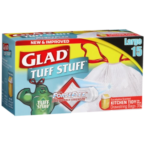 Glad Kitchen Tidy Bags Drawstring Lge 35L 15pk
