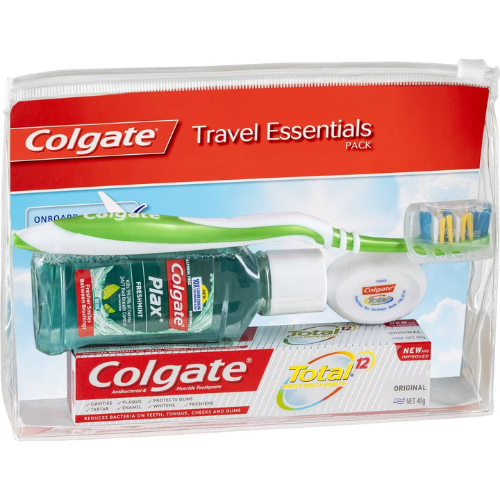 Colgate Toothbrush Toothpaste Mouthwash & Floss Travel Pack each