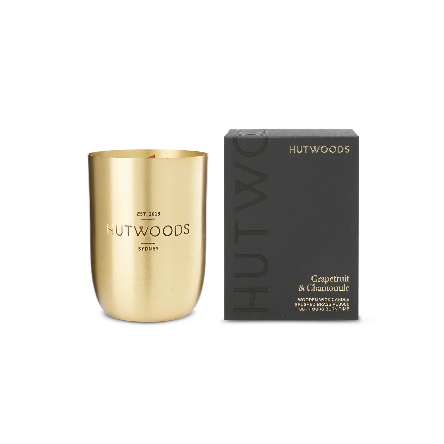Hutwoods Luxury Brushed Brass Candle Grapefruit & Chamomile 350g