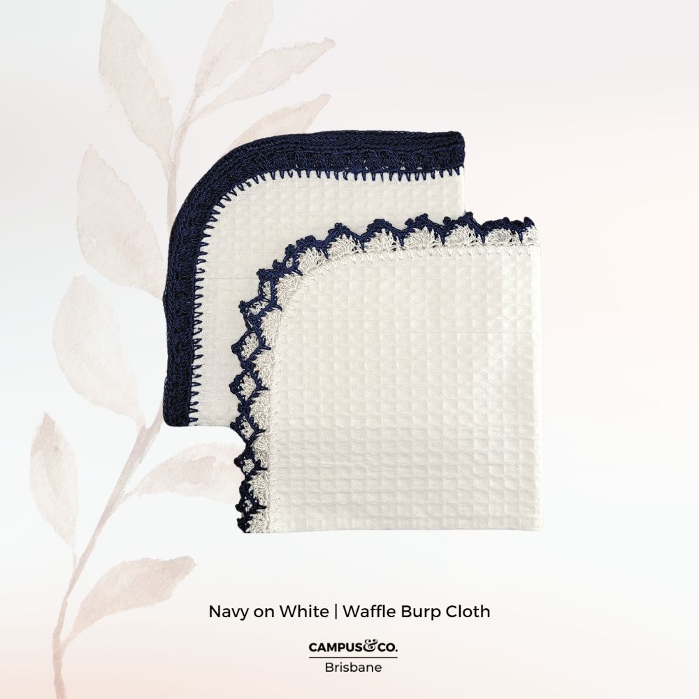Waffle Burp Cloth White + Colour Crochet