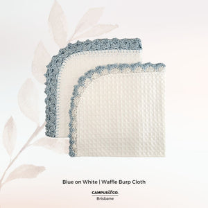 Waffle Burp Cloth White + Colour Crochet