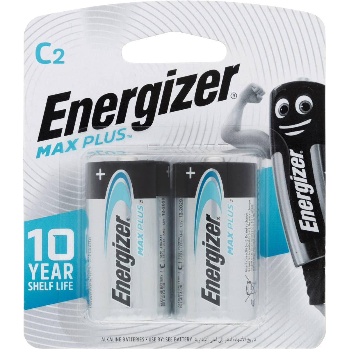 Energizer Batteries Max Plus C size - 2pk