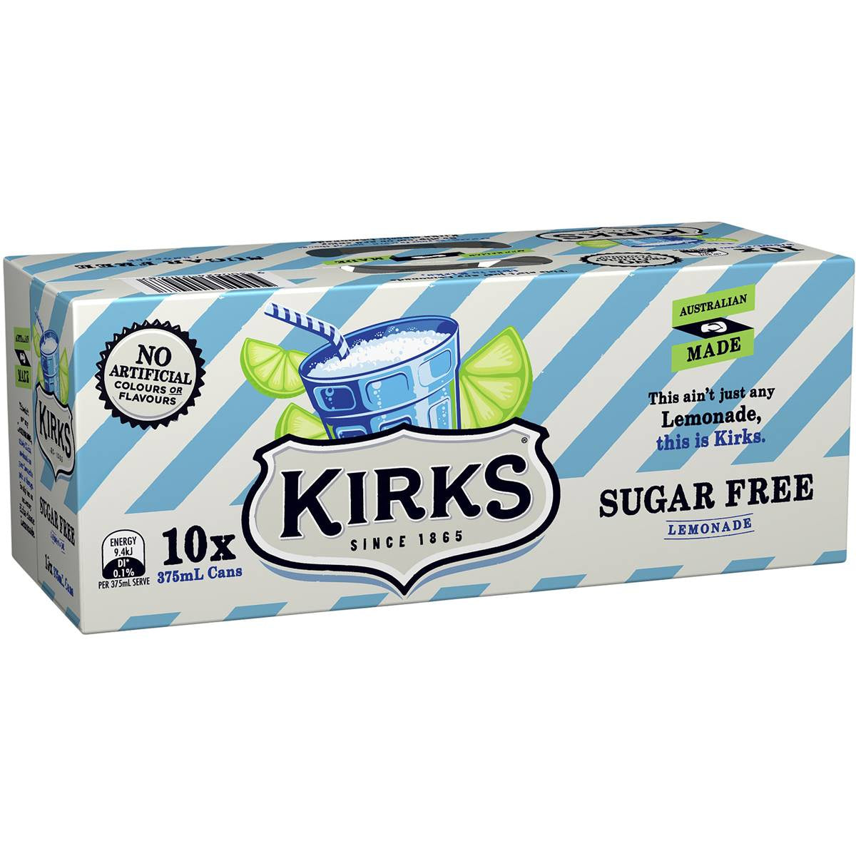 Kirks Cans Lemonade Sugar Free 375ml 10pk