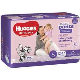 Huggies Nappy Pants Size 5 Girl 26pk