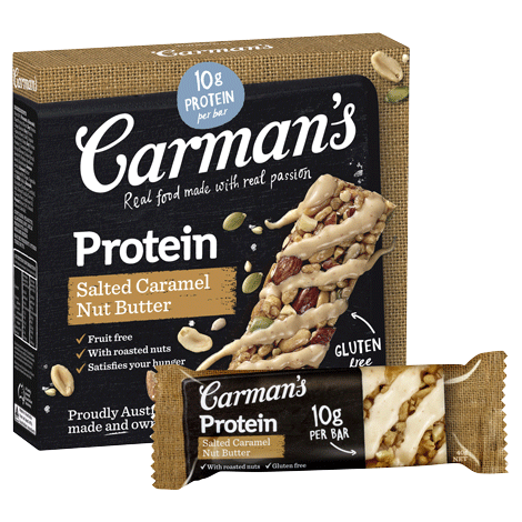 Carmans Salted Caramel Nut Butter Protein Bars Gluten Free  6Pk