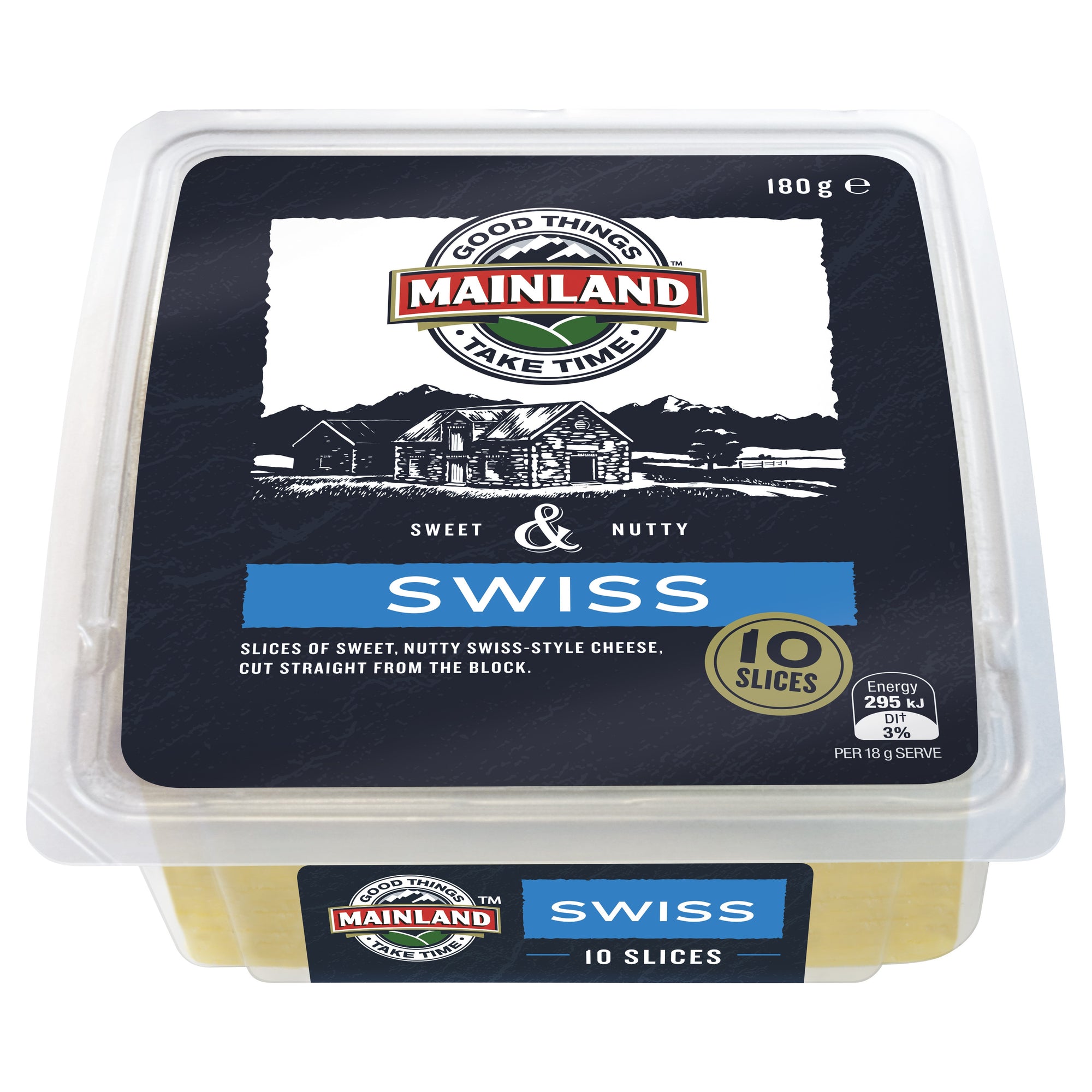 Mainland Swiss Cheese Slices 10Pk 180g