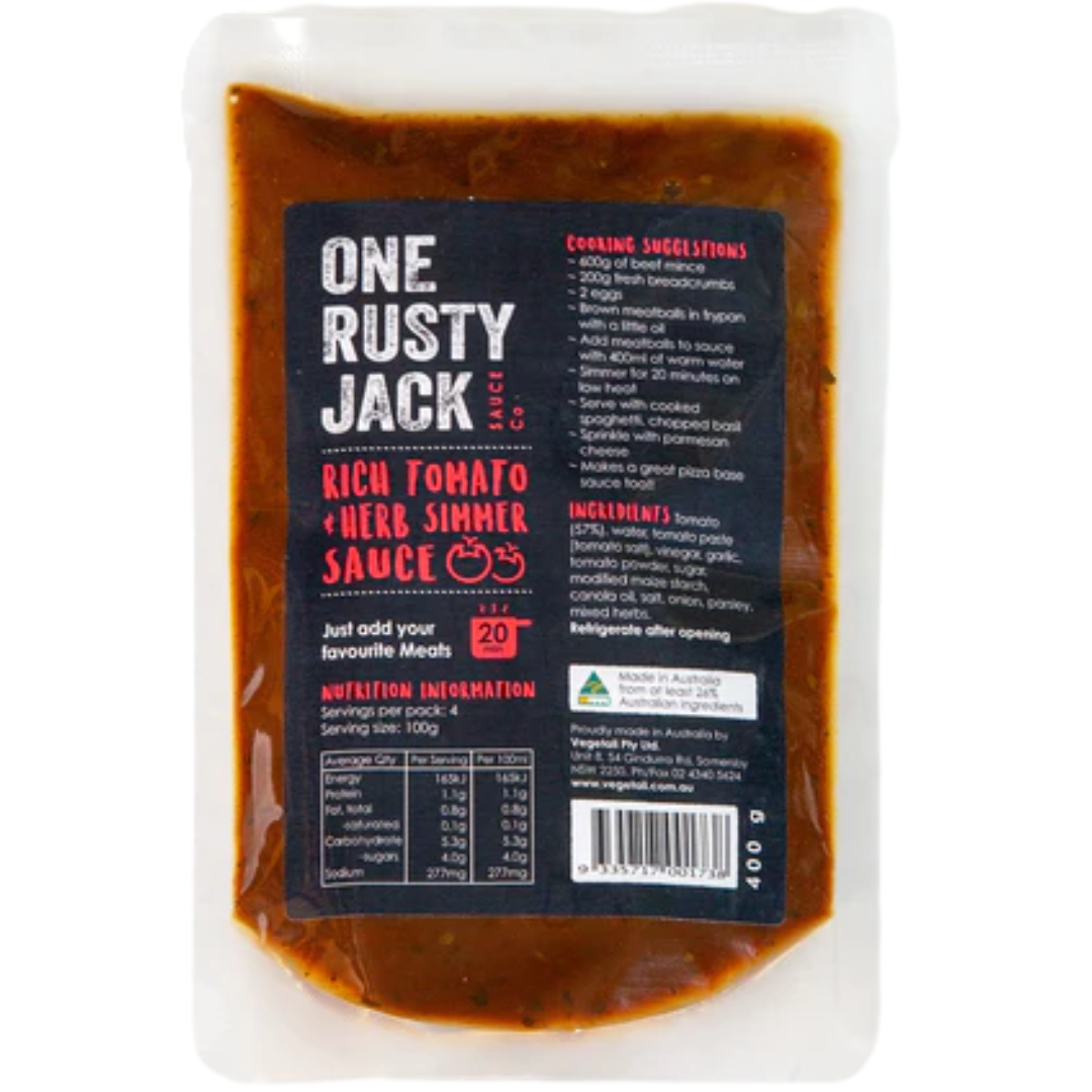 One Rusty Jack Rich Tomato & Herb Simmer Sauce 400g
