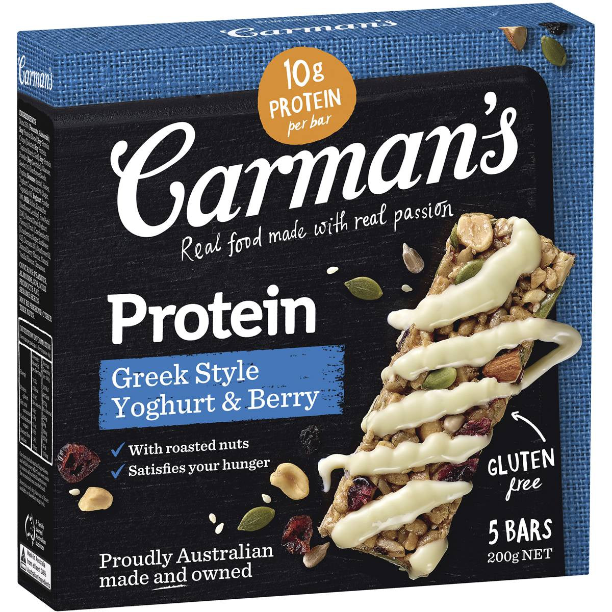 Carmans Greek Yoghurt and Berry Protein Bars Gluten Free 5Pk