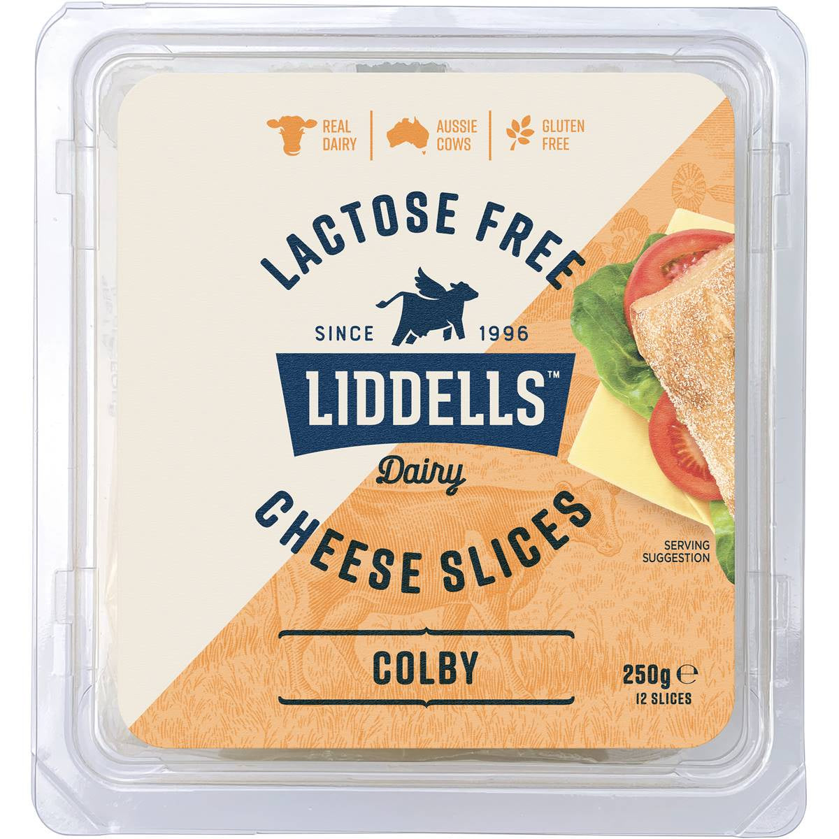 Liddells Lactose Free Colby Cheese Slices 250g