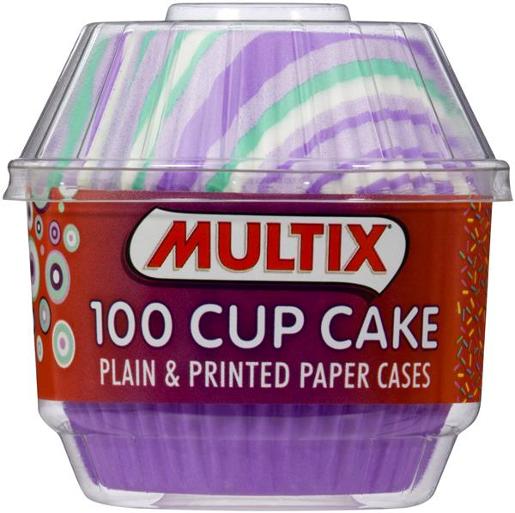 Multix Plain & Printed Cup Cake Cases 100pk