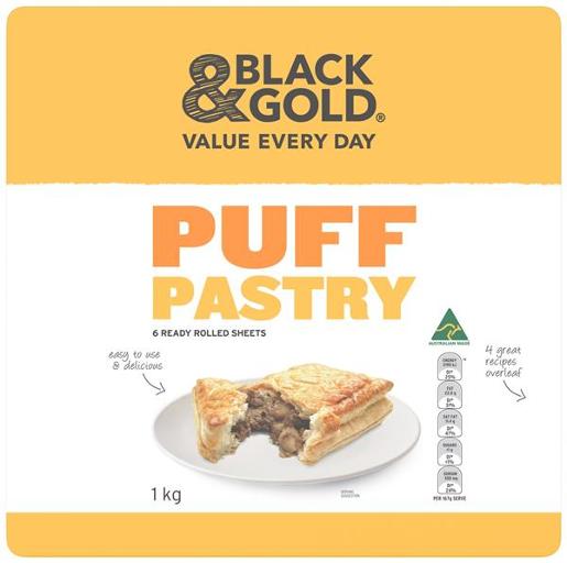 Black & Gold Puff Pastry Sheets 1kg