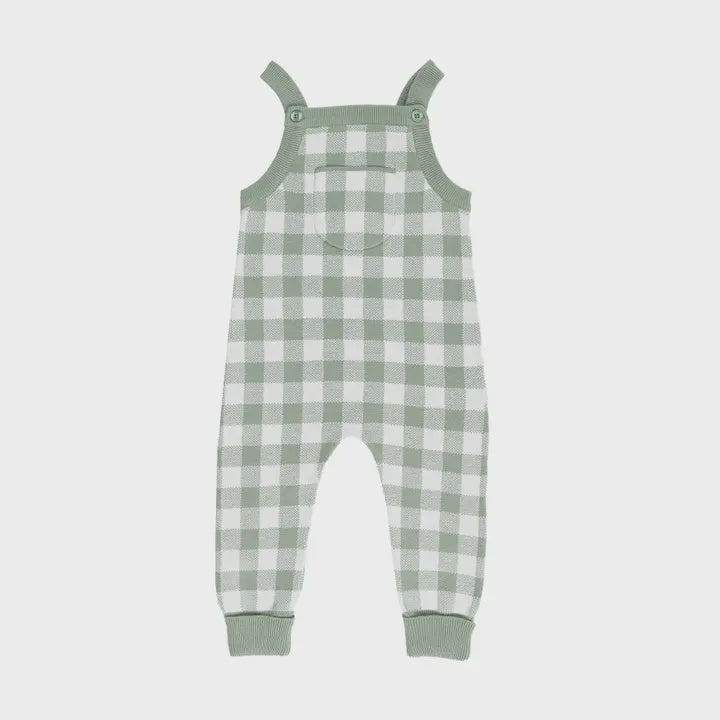 Jacquard Knit Overall - Sage Gingham - Size 0