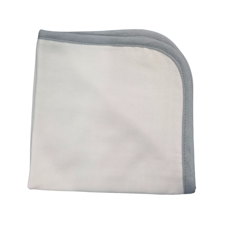 Charlottes Drawer Linen Edged Muslin Burp Cloth - Smoky Blue