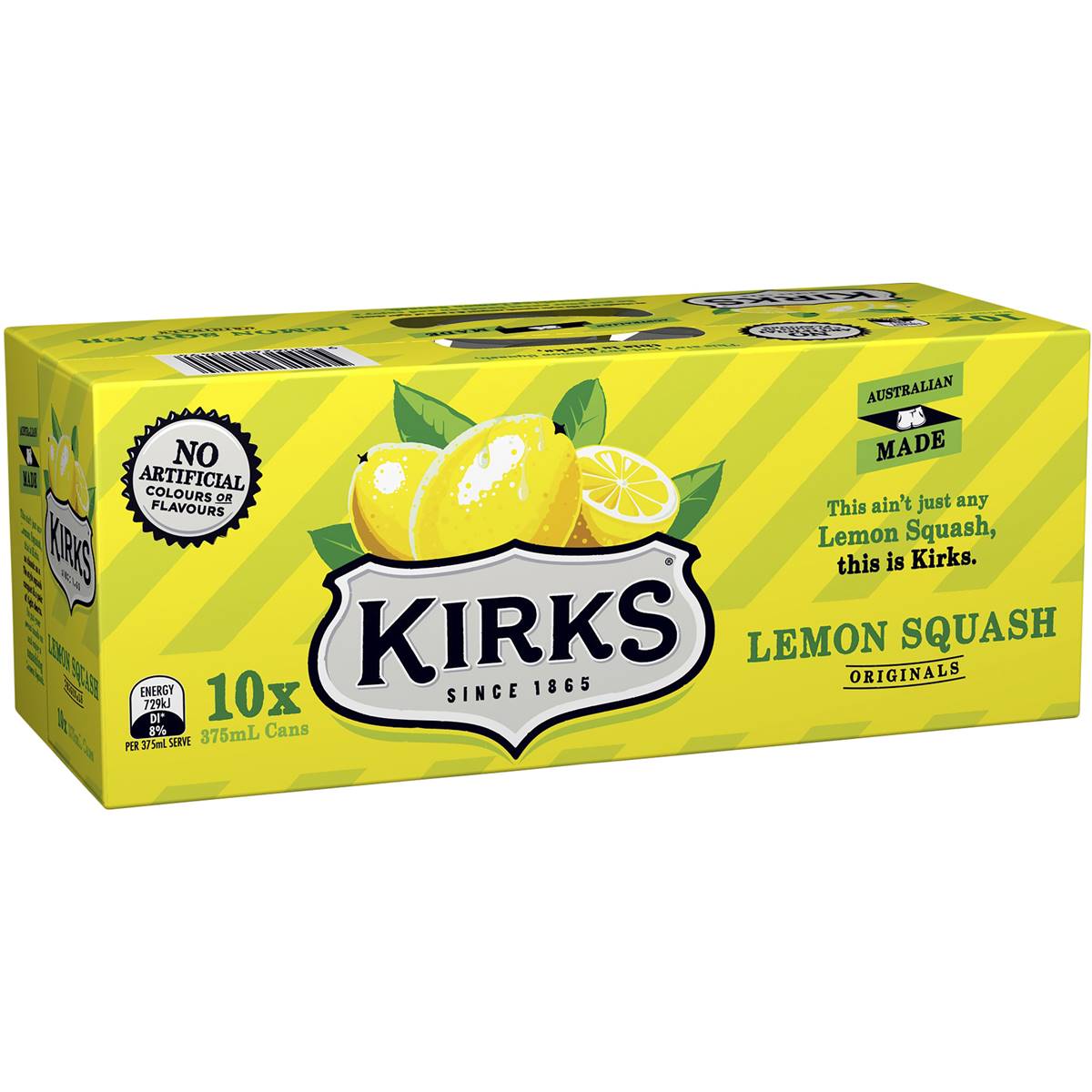 Kirks Cans  Lemon Squash 375ml 10Pk
