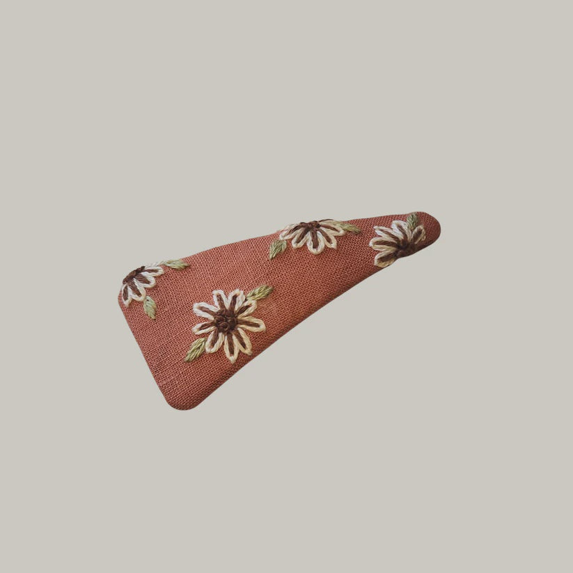 Husky & Hare  Hand Embroidered Hair Clip Floral Field