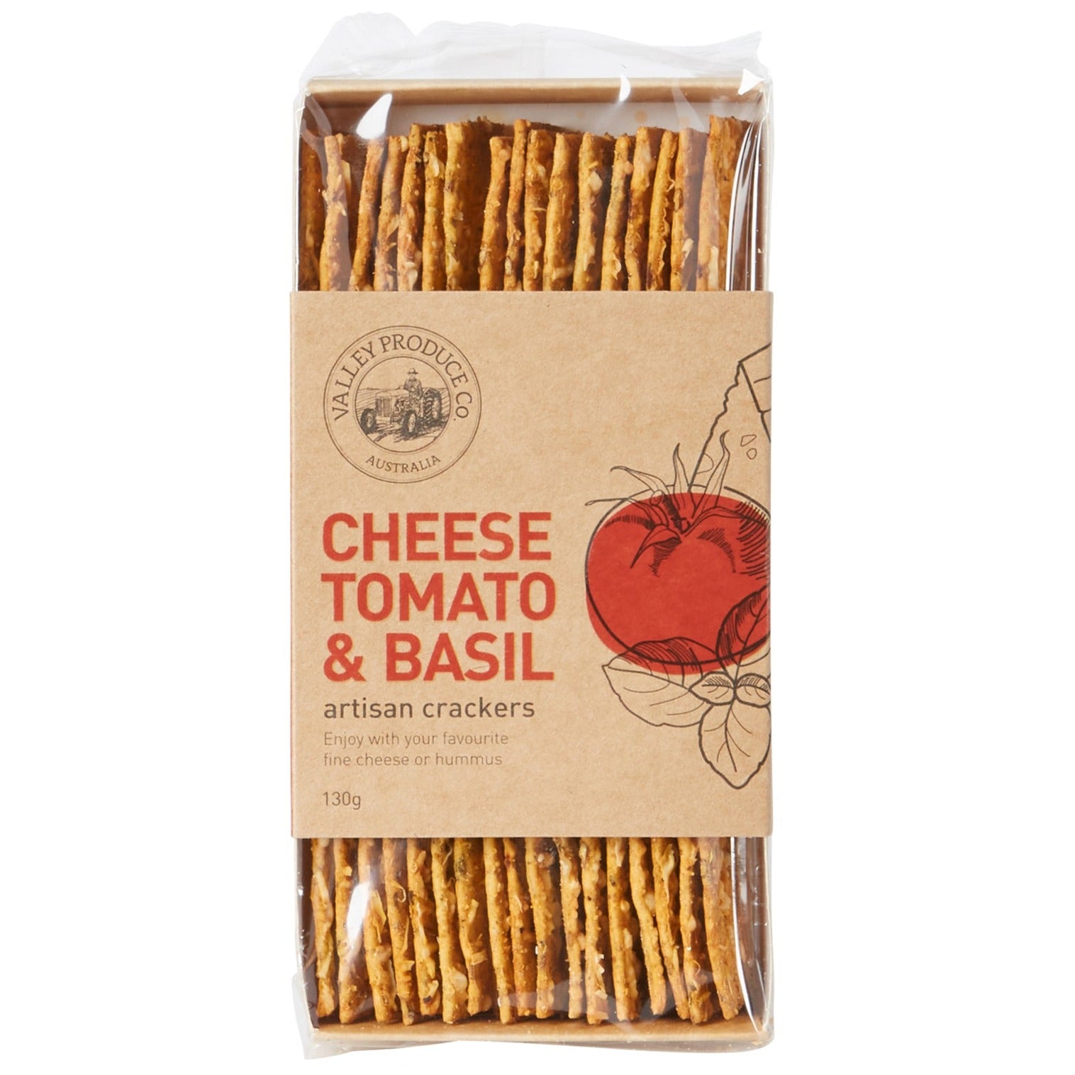 Valley Produce Co Cheese Tomato & Basil Artisan Crackers 130g