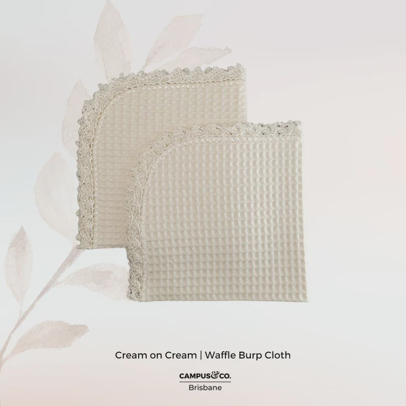 Waffle Burp Cloth Cream With Cream Crochet PA