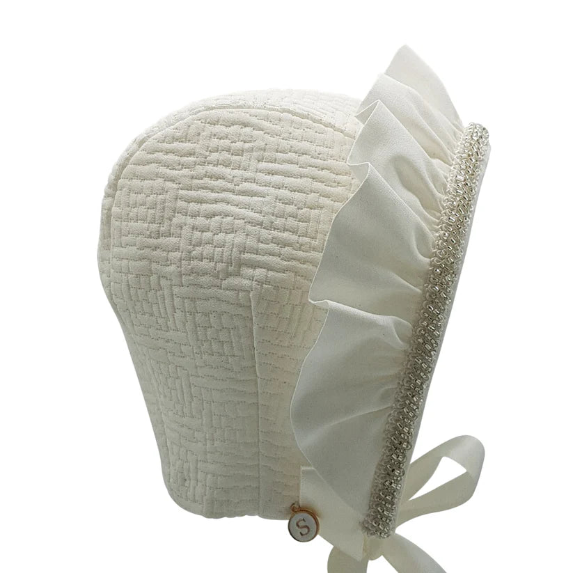 Small Dreams Cream Bead Trim Bonnet