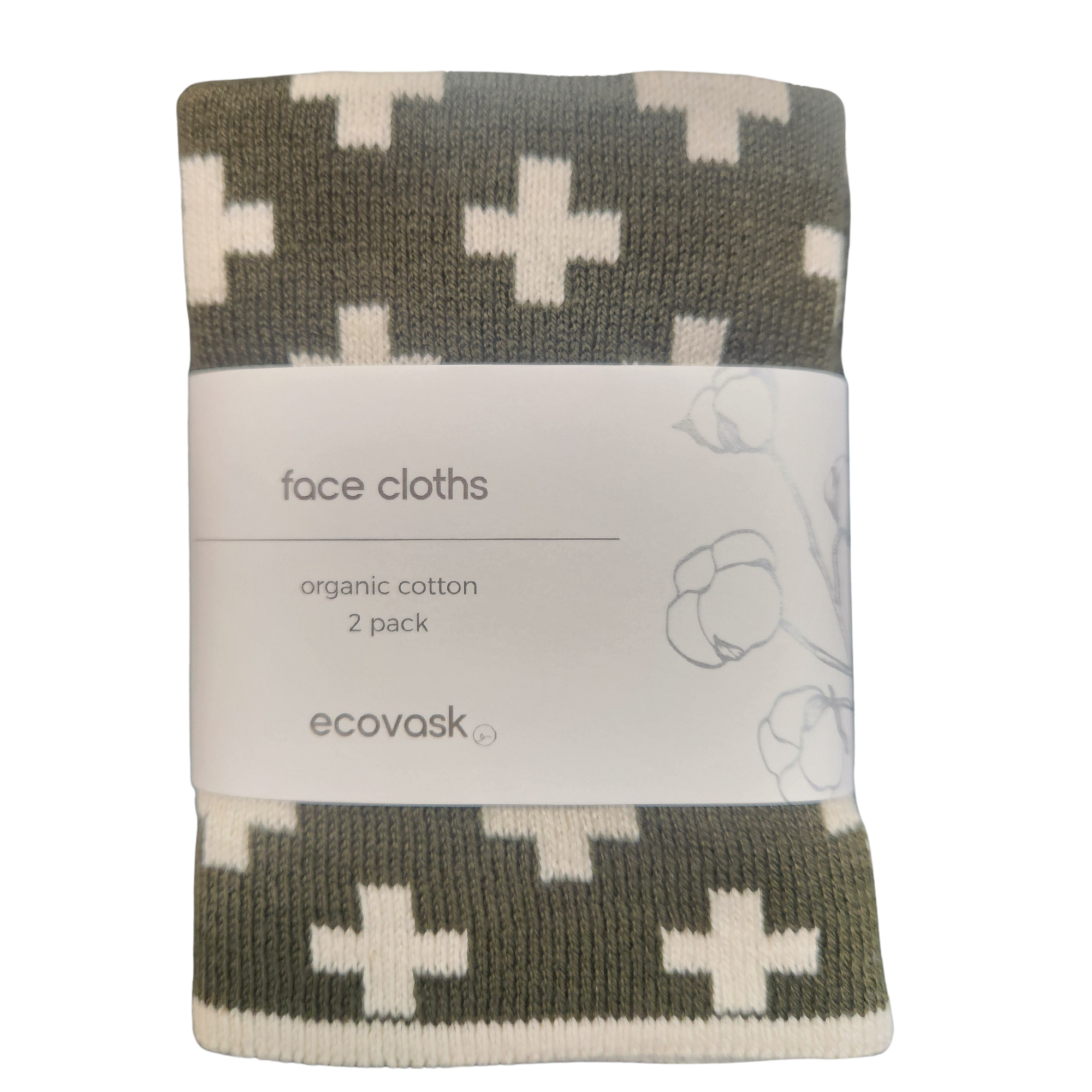 Ecovask Face Cloth 2pk Winter Moss/Olive