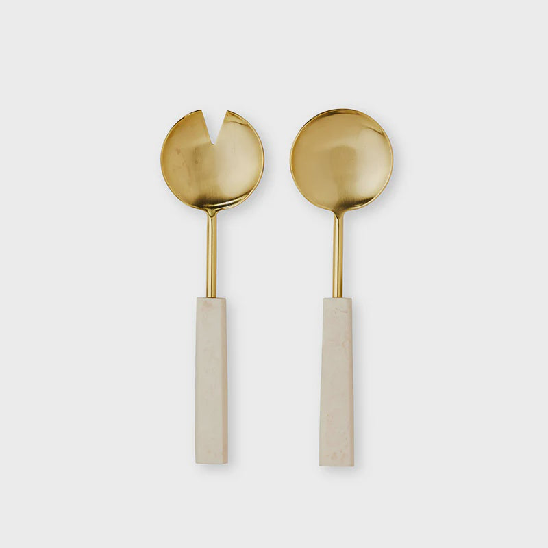 Aries Salad Server Set Cream Gold