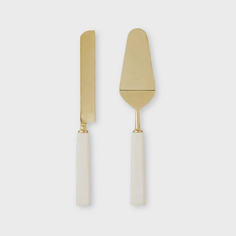 Aries Cake Server Set Cream Gold