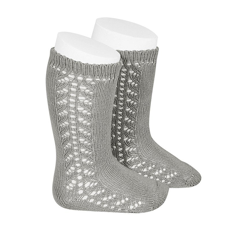 Condor 2592/2 Side Openwork Knee High Sock - Aluminium Size 1