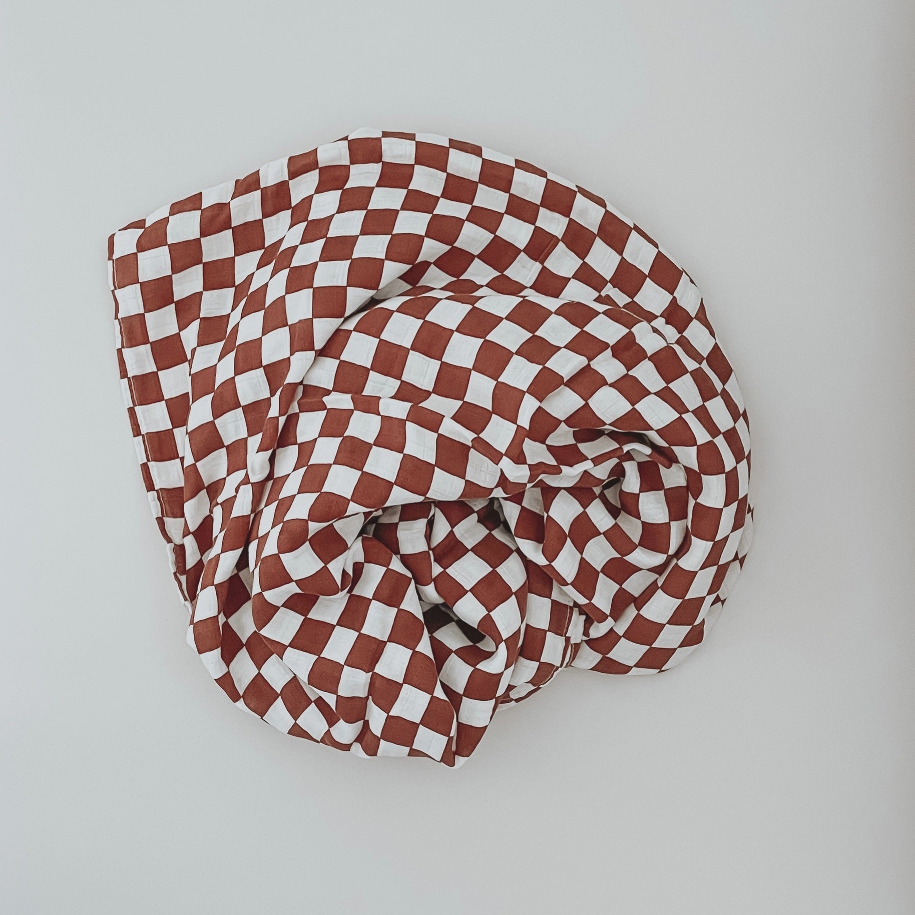 Organic Cotton + Bamboo Swaddle - Rust Check