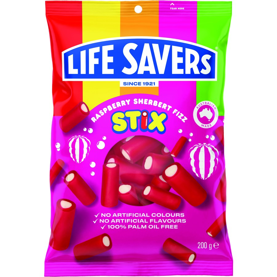 Lifesavers Raspberry Sherbert Fizz Stix 200g