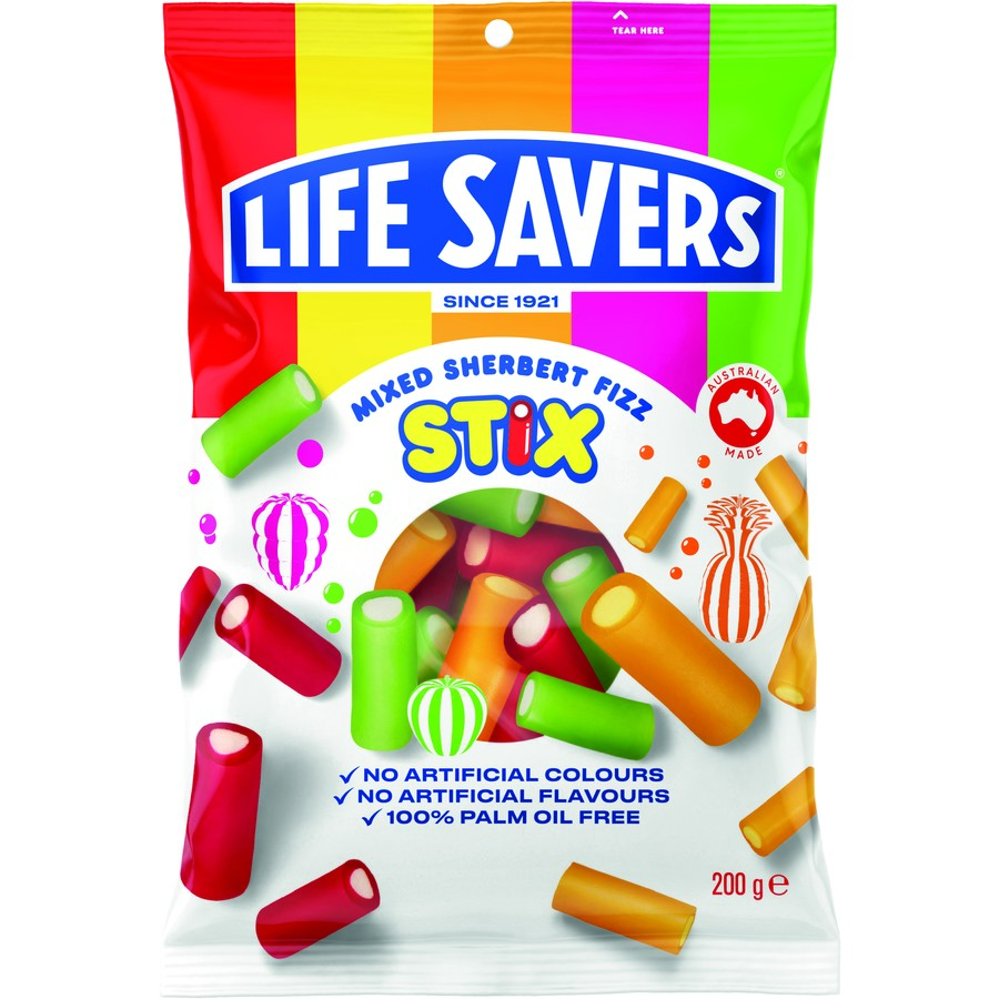 Lifesavers Mixed Sherbert Fizz Stix 200g