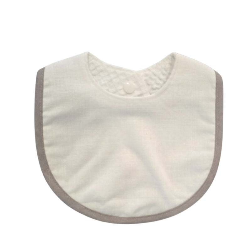 Charlottes Drawer Linen Edged Bib - Grey