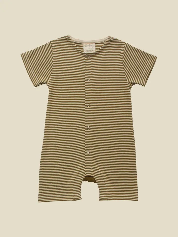 Olive Stripe Summer Romper 0-3m