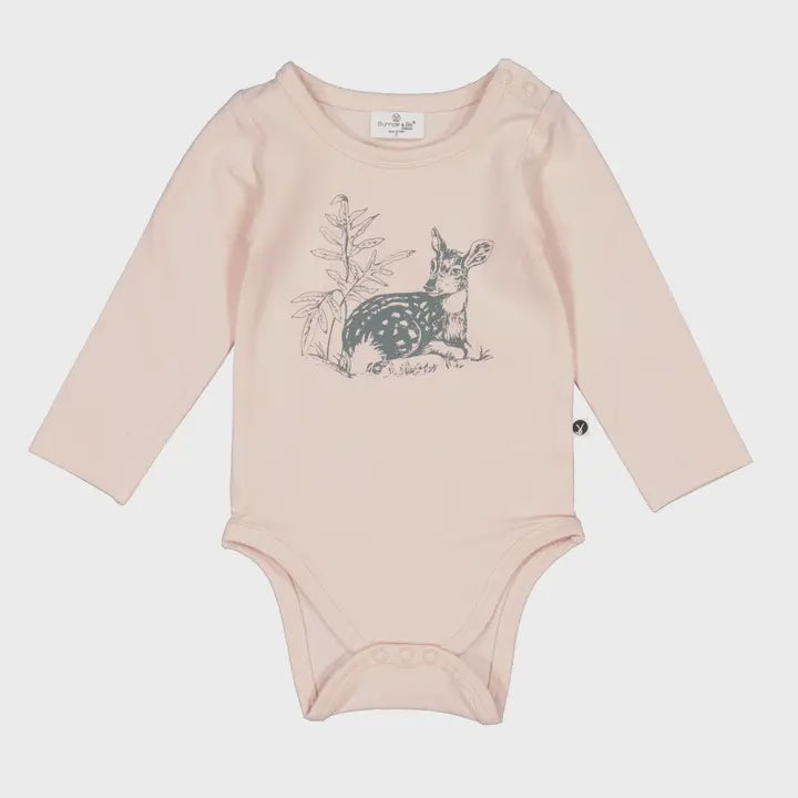 Burrow & Be Long Sleeve Bodysuit - Blush / Fawn 3-6m