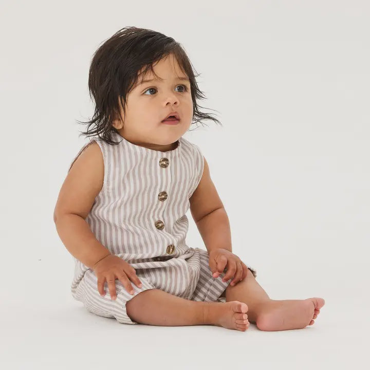 Slouchy Sleeveless Shortall - Sandstone Stripe - Size  1