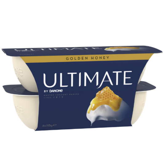 Ultimate Danone Double Cream Yoghurt Honey 115g X 4 Pack