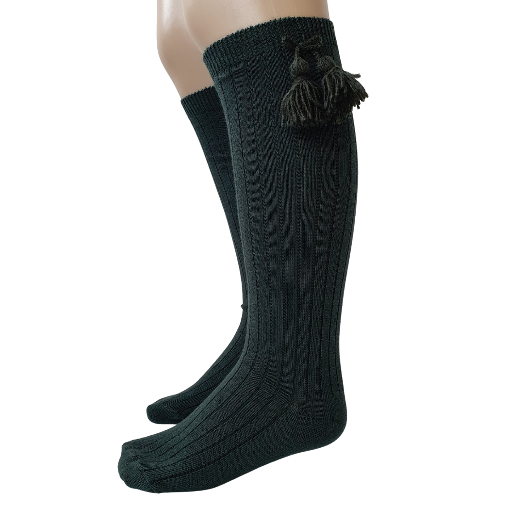 Carlomagno 2408 Ribbed Tassel Knee High Sock