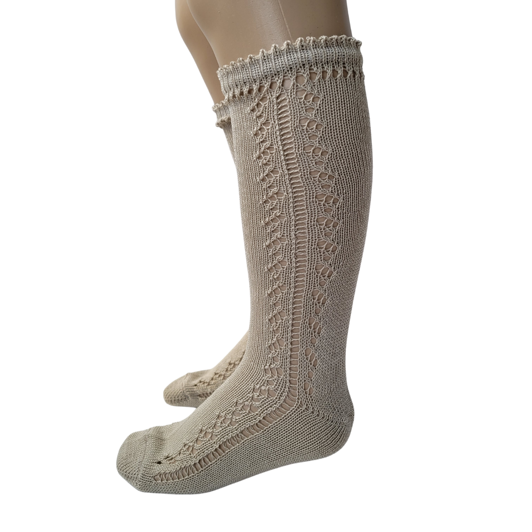 Carlomagno 37/55 Openwork Sock Stone Size 3