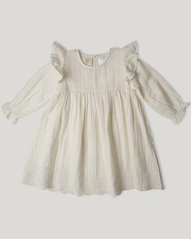 Muslin Charlotte Dress Long Sleeve Vanilla 1y