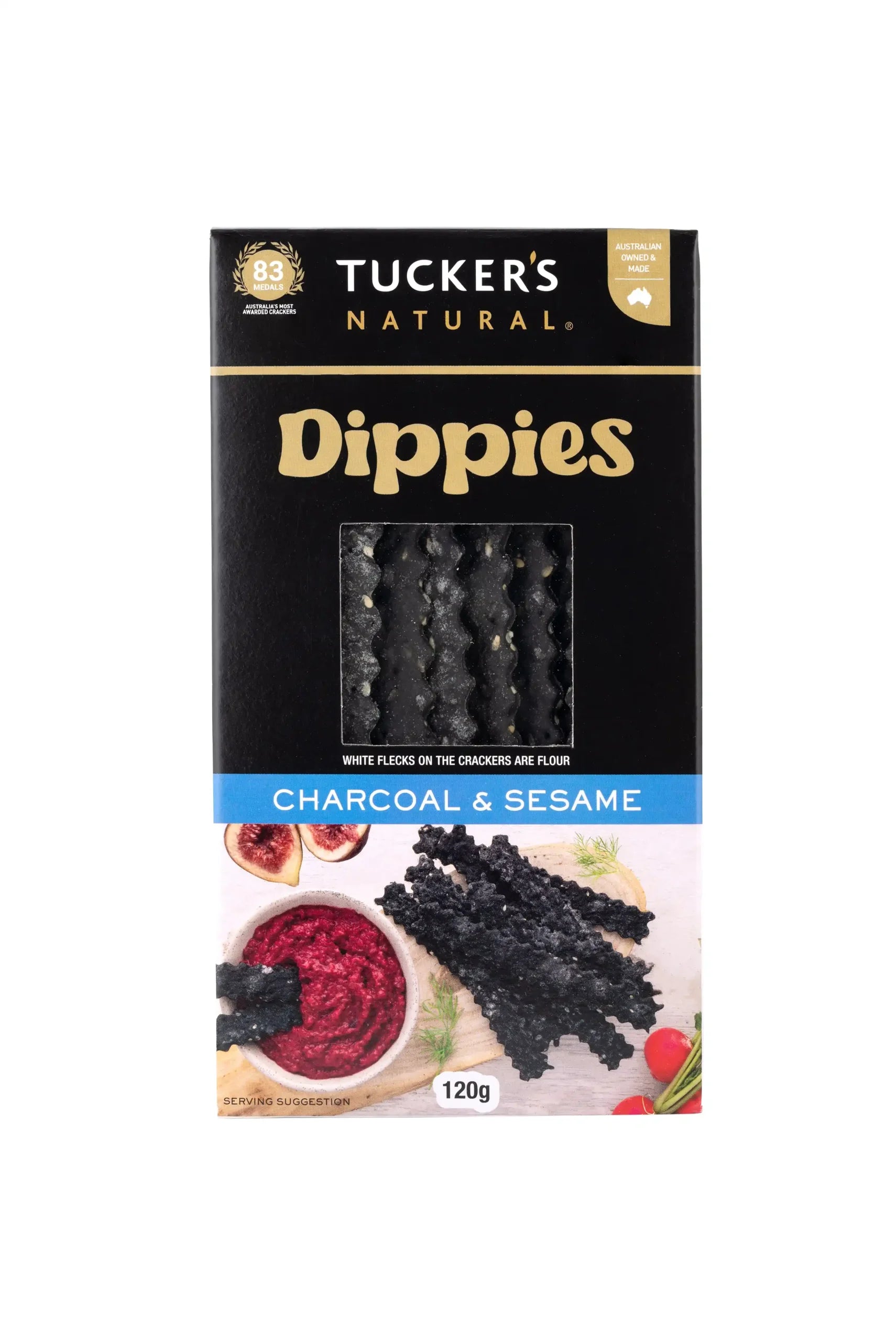 Tuckers Dippies Charcoal & Sesame 120g