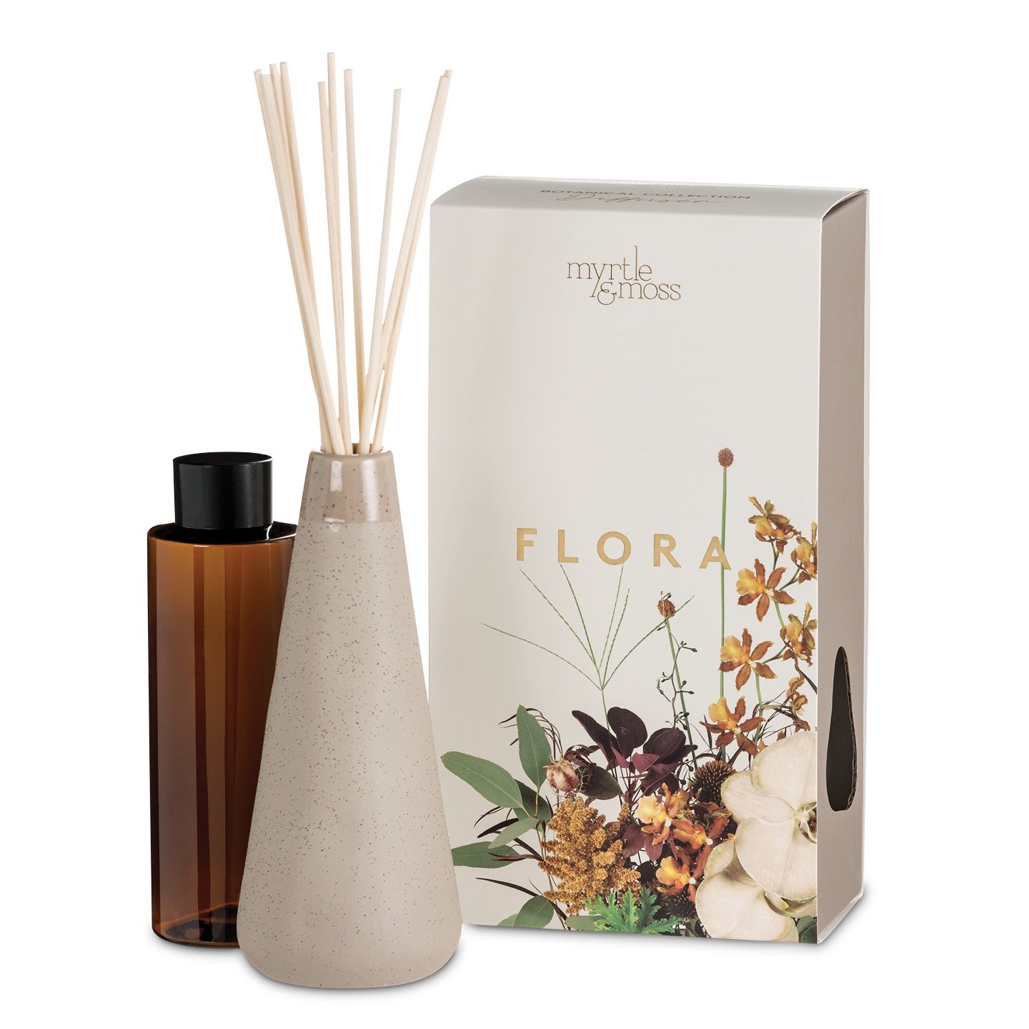 Myrtle & Moss Botanical Diffuser - Flora Grey 185ml