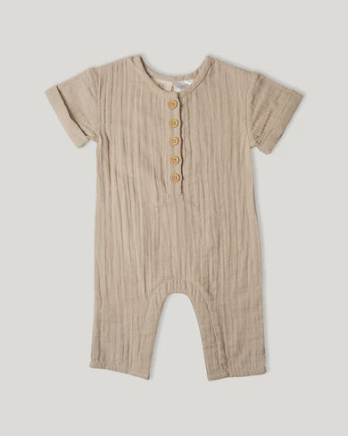 Muslin Frankie Romper Oat 6-12m