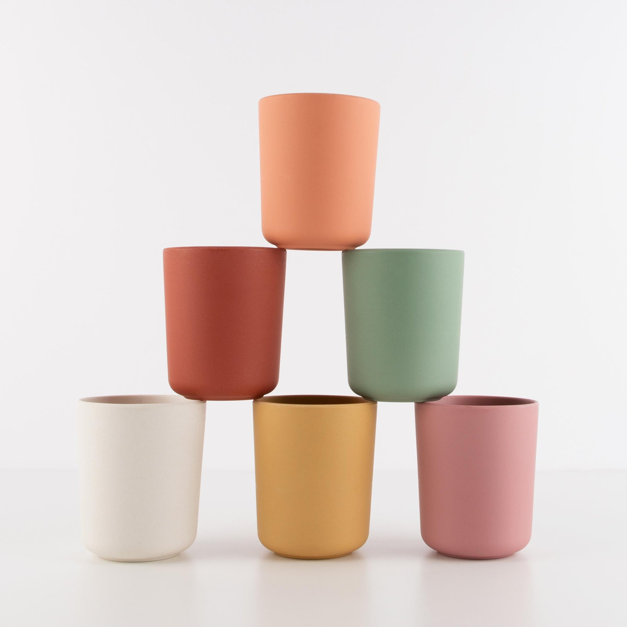 Earthy Reusable Bamboo Cups (Pack of 6 in 6 colors)