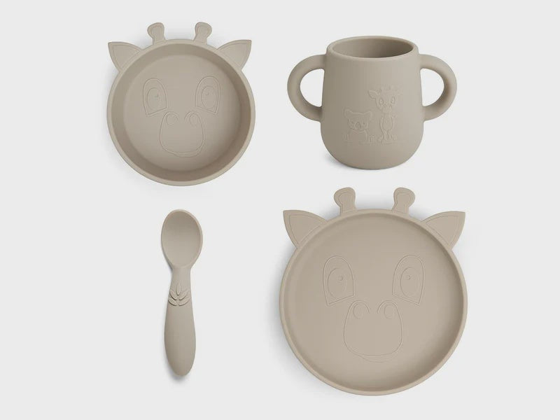 Lykke silicone dinner set 4-pack Giraffe - Cobblestone RF