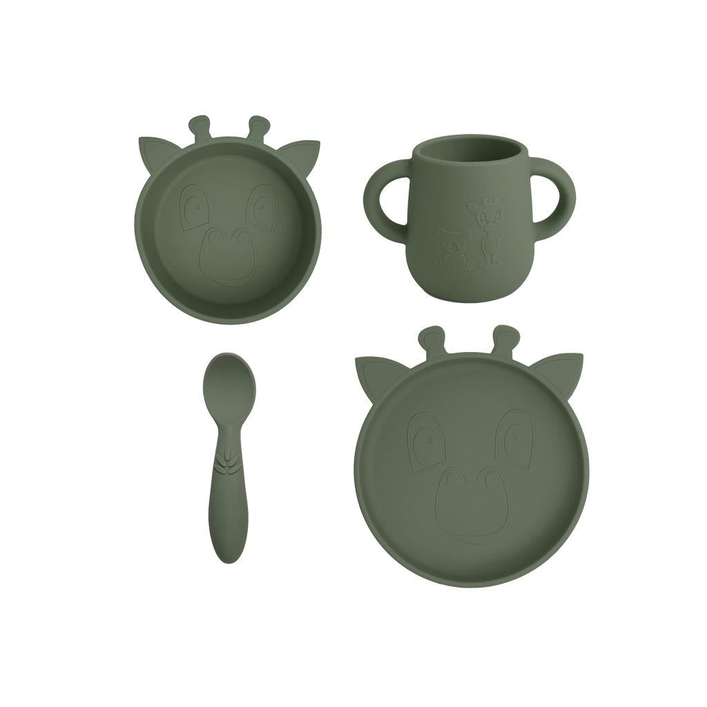 Lykke silicone dinner set 4-pack Giraffe - Dusty green