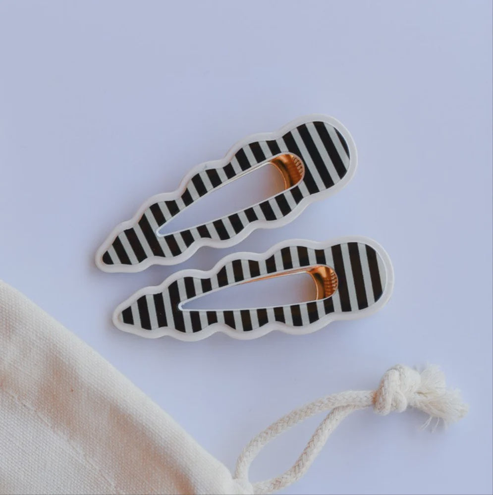 Cassia Clips Black and White Stripe