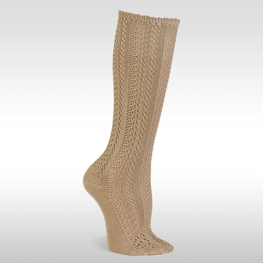 JC 31950 Open Weave Knee High Sock Linen