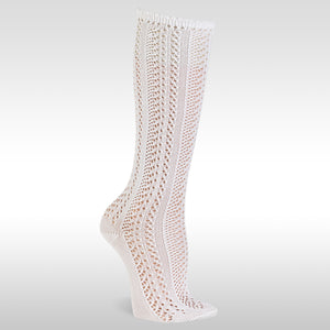 JC 31950 Open Weave Knee High Sock - White