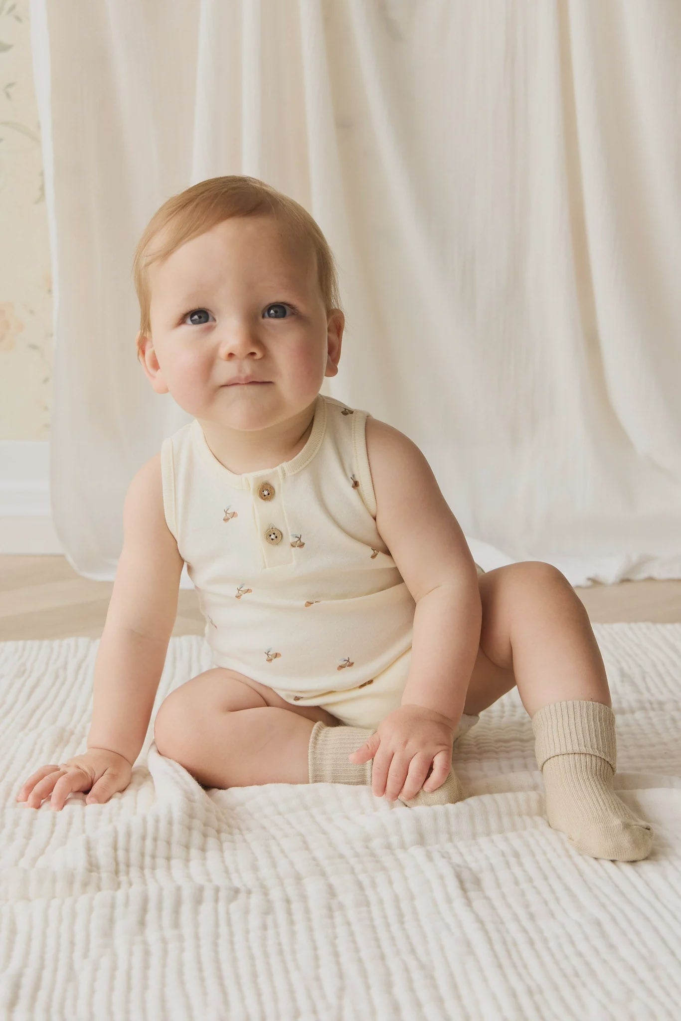 JK Organic Cotton Archie Playsuit - Forest Night Acorns 6-12M