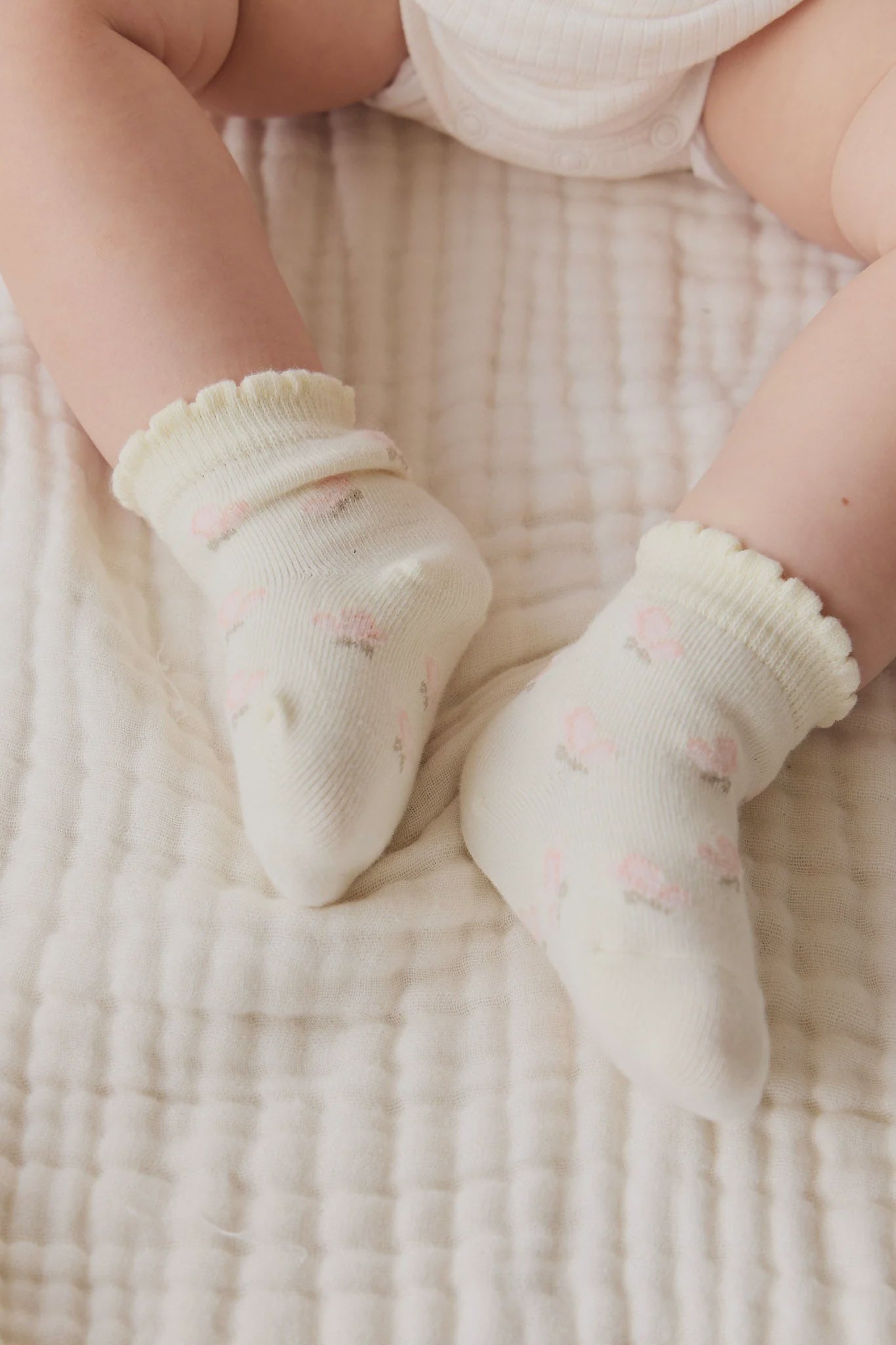 JK Maya Jacquard Sock - Egret 3-12M